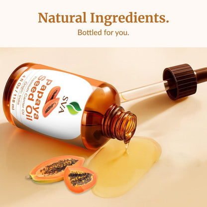 SVA Papaya Samenöl – 118 ml – 100% natürliches kaltgepresstes Papayaöl für Gesicht, Hautpflege, Haarpflege, Kopfhaut- und Körpermassage – Trägeröl mit Pipette