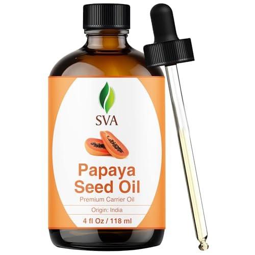 SVA Papaya Samenöl – 118 ml – 100% natürliches kaltgepresstes Papayaöl für Gesicht, Hautpflege, Haarpflege, Kopfhaut- und Körpermassage – Trägeröl mit Pipette