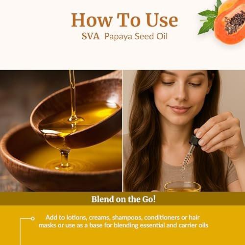 SVA Papaya Samenöl – 118 ml – 100% natürliches kaltgepresstes Papayaöl für Gesicht, Hautpflege, Haarpflege, Kopfhaut- und Körpermassage – Trägeröl mit Pipette