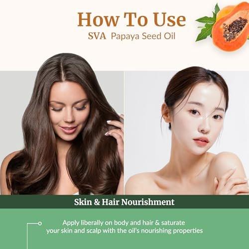 SVA Papaya Samenöl – 118 ml – 100% natürliches kaltgepresstes Papayaöl für Gesicht, Hautpflege, Haarpflege, Kopfhaut- und Körpermassage – Trägeröl mit Pipette