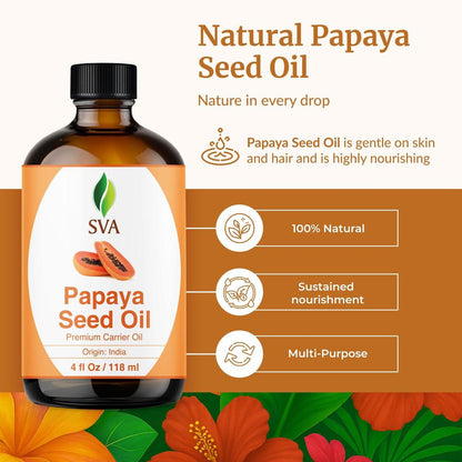 SVA Papaya Samenöl – 118 ml – 100% natürliches kaltgepresstes Papayaöl für Gesicht, Hautpflege, Haarpflege, Kopfhaut- und Körpermassage – Trägeröl mit Pipette