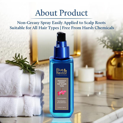 Blue Nectar Haarwuchs Serum mit Rosmarinöl für Haarwachstum | Ayurvedisches Haarwasser Spray (8 Kräuter, 3,38 Fl Oz)