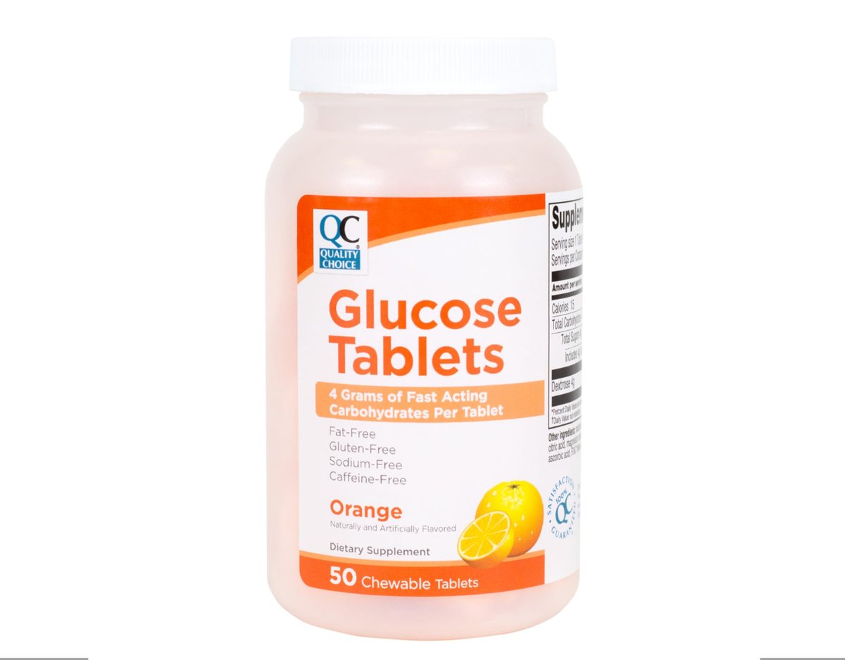 Quality Choice Schnell wirkende Glukosetabletten mit Orangengeschmack, 50 Stück