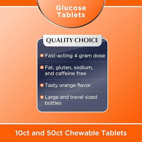 Quality Choice Schnell wirkende Glukosetabletten mit Orangengeschmack, 50 Stück