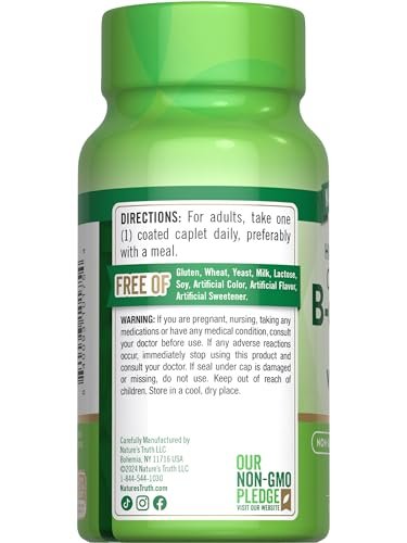 Nature's Truth Vitamin B-Komplex plus Vitamin C | 100 Kapseln | Veganes, Nicht-GVO & Glutenfreies Nahrungsergänzungsmittel