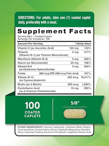 Nature's Truth Vitamin B-Komplex plus Vitamin C | 100 Kapseln | Veganes, Nicht-GVO & Glutenfreies Nahrungsergänzungsmittel