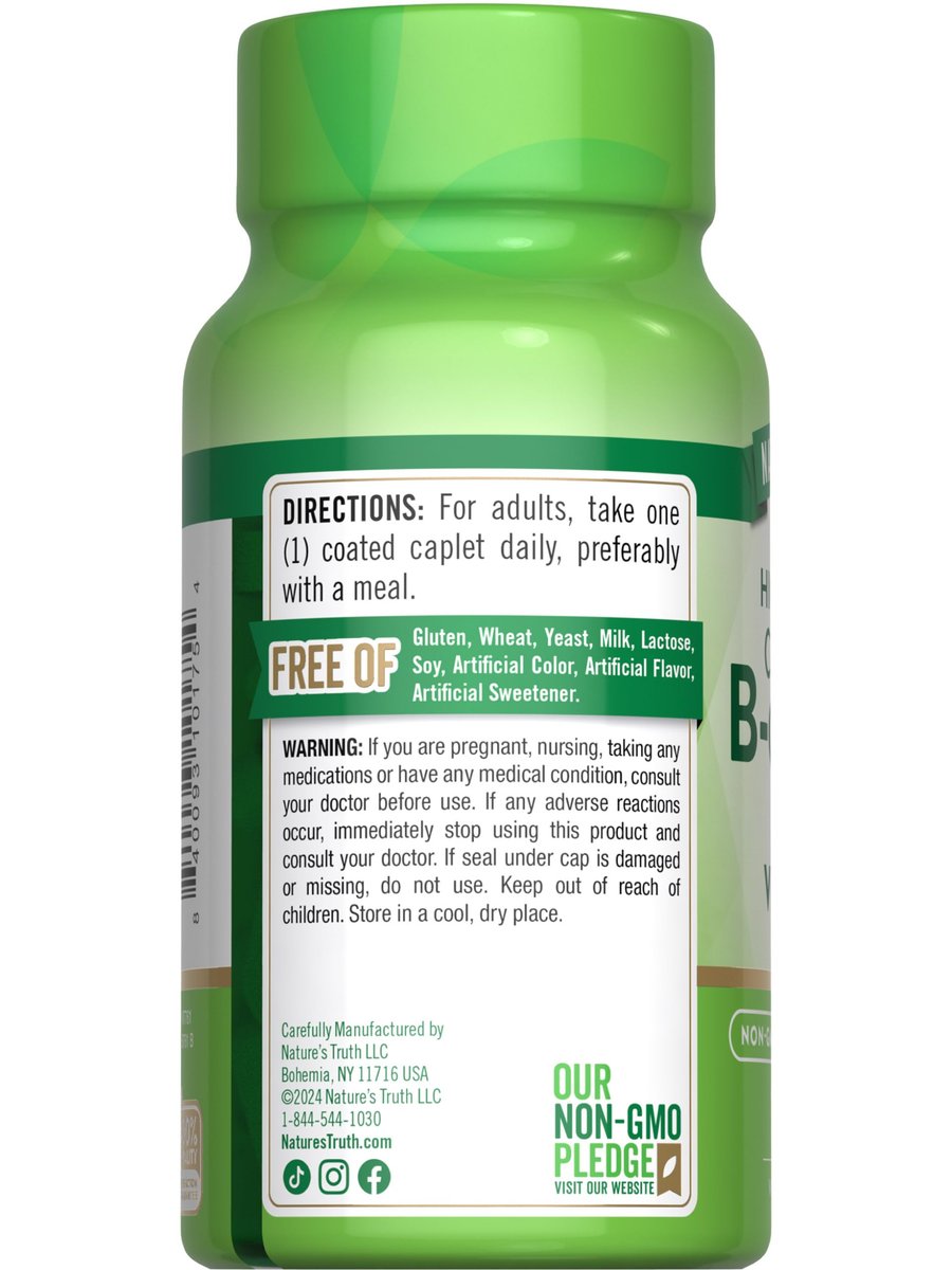 Nature's Truth Vitamin B-Komplex plus Vitamin C | 100 Kapseln | Veganes, Nicht-GVO & Glutenfreies Nahrungsergänzungsmittel