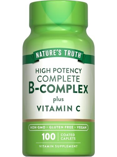 Nature's Truth Vitamin B-Komplex plus Vitamin C | 100 Kapseln | Veganes, Nicht-GVO & Glutenfreies Nahrungsergänzungsmittel