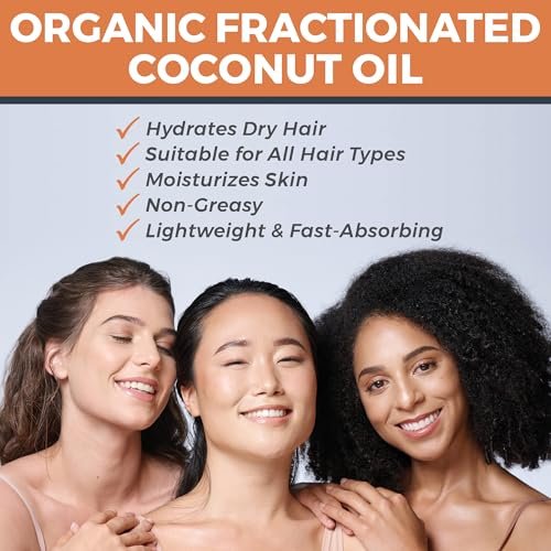 Viva Naturals Bio fraktioniertes Kokosöl, 473 ml – Haut- & Haarpflege, Massageöl, Trägeröl für ätherische Öle