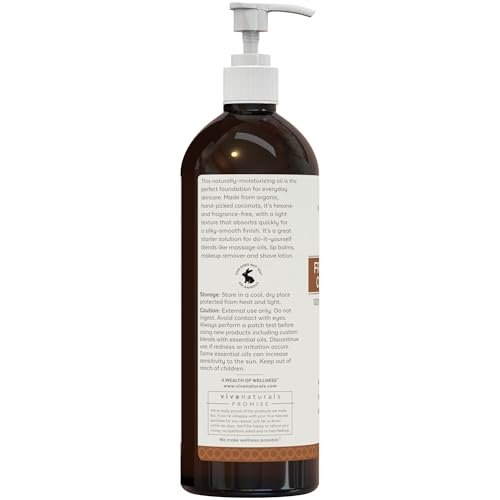 Viva Naturals Bio fraktioniertes Kokosöl, 473 ml – Haut- & Haarpflege, Massageöl, Trägeröl für ätherische Öle