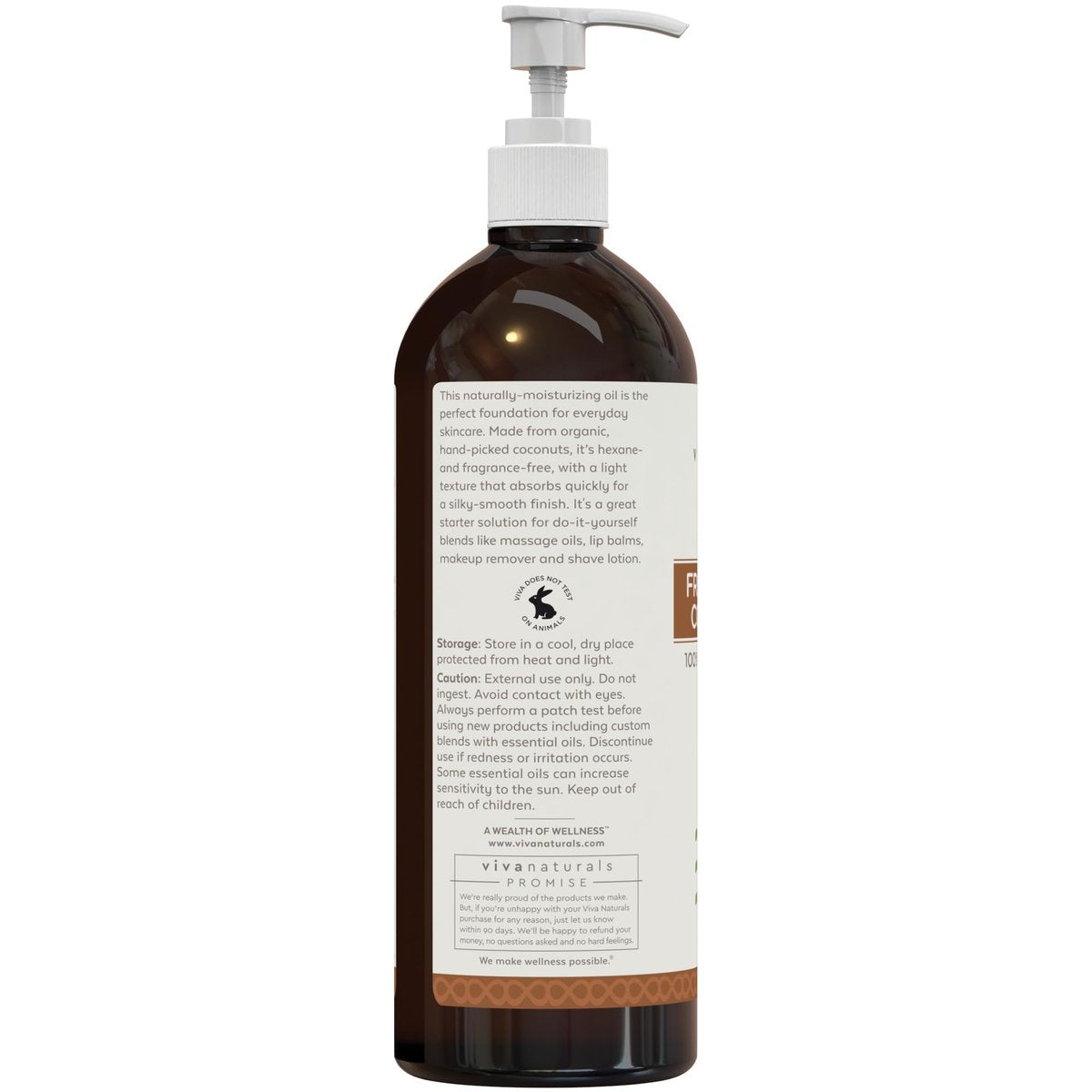 Viva Naturals Bio fraktioniertes Kokosöl, 473 ml – Haut- & Haarpflege, Massageöl, Trägeröl für ätherische Öle