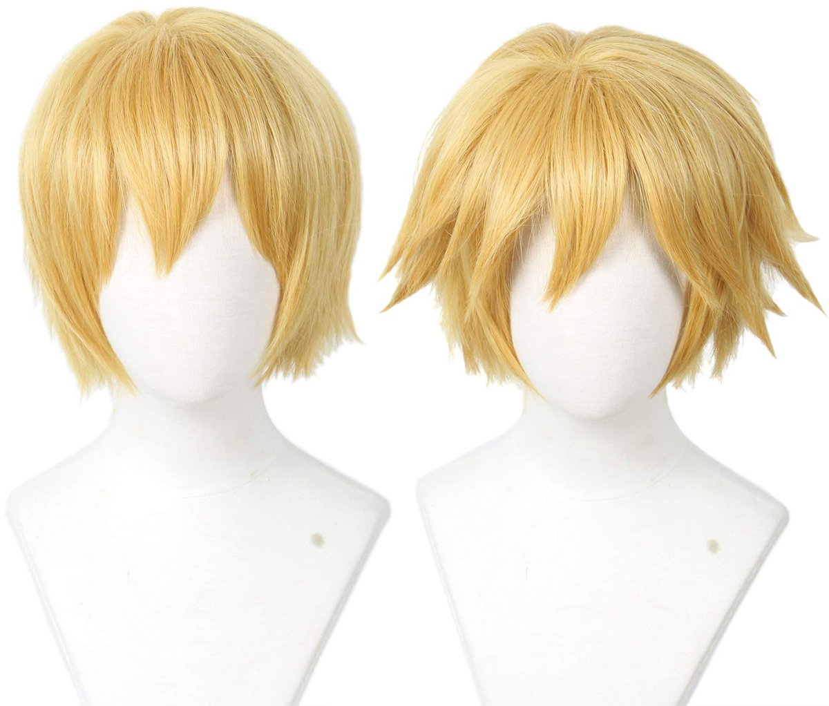 Linfairy Kurze Blonde Cosplay Perücke Halloween Kostüm Katzenperücke für Männer