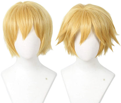 Linfairy Kurze Blonde Cosplay Perücke Halloween Kostüm Katzenperücke für Männer