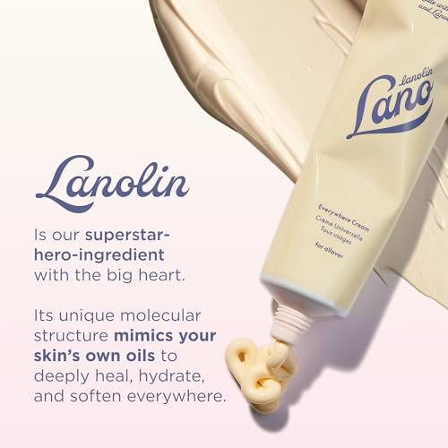 Lanolips Everywhere Cream – Ultra-feuchtigkeitsspendende Vitamin E & Lanolin Creme für Körper und Gesicht – Trockene, rissige Hautpflege für Kinder und Babys (85 ml / 2,9 oz)