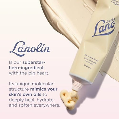 Lanolips Everywhere Cream – Ultra-feuchtigkeitsspendende Vitamin E & Lanolin Creme für Körper und Gesicht – Trockene, rissige Hautpflege für Kinder und Babys (85 ml / 2,9 oz)