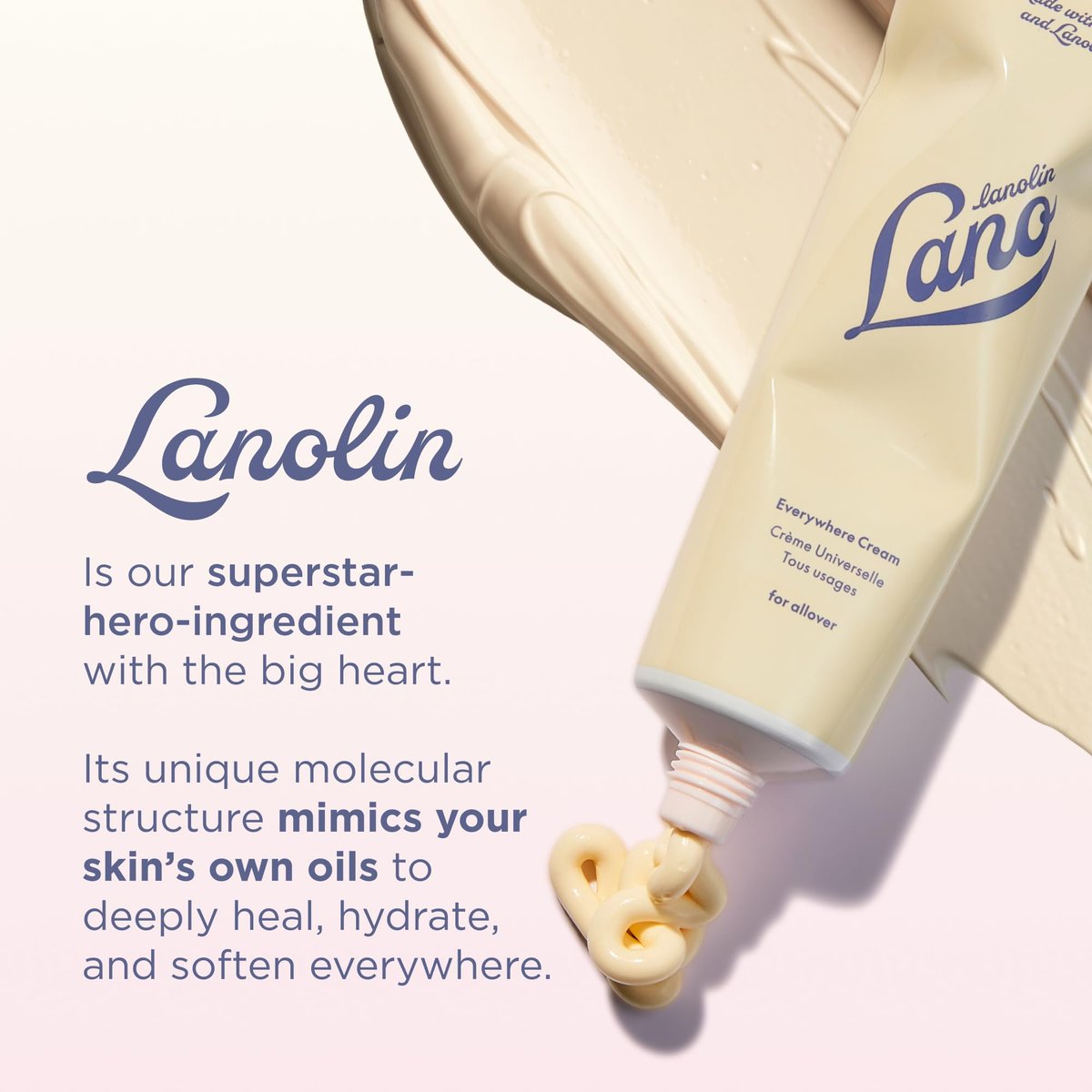 Lanolips Everywhere Cream – Ultra-feuchtigkeitsspendende Vitamin E & Lanolin Creme für Körper und Gesicht – Trockene, rissige Hautpflege für Kinder und Babys (85 ml / 2,9 oz)