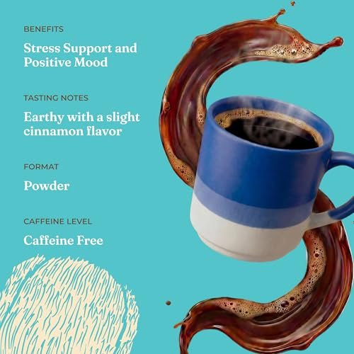 Four Sigmatic Calm Mushroom Blend | Adaptogen-Mischung mit Ashwagandha, Reishi, Tulsi, Cordyceps, Chaga, Hagebutten und mehr | Natürliche Stresslinderung und Immununterstützung | 30 Portionen
