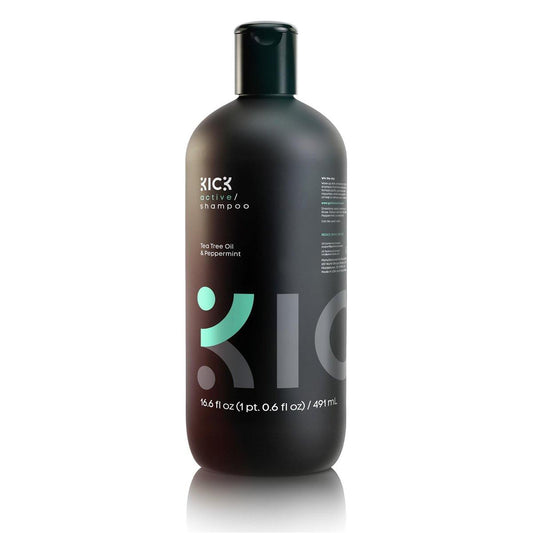 Kick Mens Shampoo mit Pfefferminze und Teebaumöl – Ölkontrolle, sulfatfrei, erfrischende Formel, Anti-Schuppen und Kopfhaut-Beruhigung, Shampoo für fettiges Haar, tierversuchsfrei, 16,6 oz