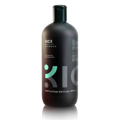 Kick Mens Shampoo mit Pfefferminze und Teebaumöl – Ölkontrolle, sulfatfrei, erfrischende Formel, Anti-Schuppen und Kopfhaut-Beruhigung, Shampoo für fettiges Haar, tierversuchsfrei, 16,6 oz
