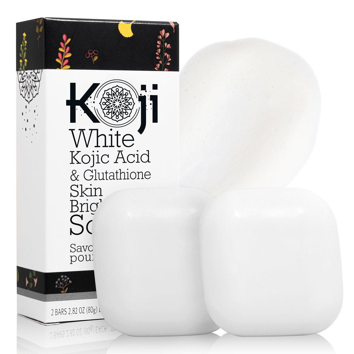 Koji White Kojic Acid & Glutathione Hautaufhellende Seife für Gesicht und Körper – 2er-Pack, 2,82 oz