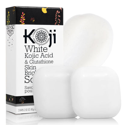 Koji White Kojic Acid & Glutathione Hautaufhellende Seife für Gesicht und Körper – 2er-Pack, 2,82 oz