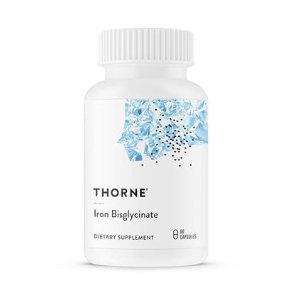 THORNE – Eisenbisglycinat 25 mg – Hoch bioverfügbares Eisen ohne Magen-Darm-Beschwerden – NSF-zertifiziert für den Sport – glutenfrei – 60 Kapseln
