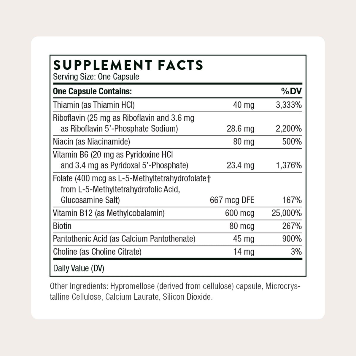 THORNE B-Komplex #12 – Vitamin B Komplex mit Cholin – Unterstützt die zelluläre Energieproduktion & ein gesundes Nervensystem – Drittanbieter-zertifiziert – Gluten-, Milchprodukt- & Sojafrei – 60 Kapseln