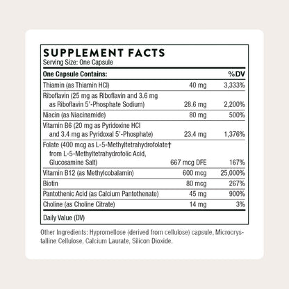 THORNE B-Komplex #12 – Vitamin B Komplex mit Cholin – Unterstützt die zelluläre Energieproduktion & ein gesundes Nervensystem – Drittanbieter-zertifiziert – Gluten-, Milchprodukt- & Sojafrei – 60 Kapseln