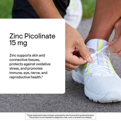 THORNE Zinkpicolinat 15 mg – Hoch absorbierbares Zinkpräparat zur Unterstützung des Immunsystems, der Augen-, Haut- und Fortpflanzungsgesundheit – Drittanbieter-zertifiziert – gluten-, milch- und sojafrei – 60 Kapseln
