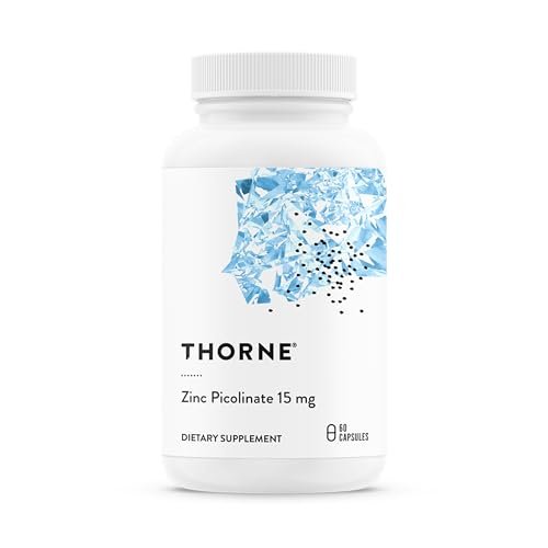THORNE Zinkpicolinat 15 mg – Hoch absorbierbares Zinkpräparat zur Unterstützung des Immunsystems, der Augen-, Haut- und Fortpflanzungsgesundheit – Drittanbieter-zertifiziert – gluten-, milch- und sojafrei – 60 Kapseln