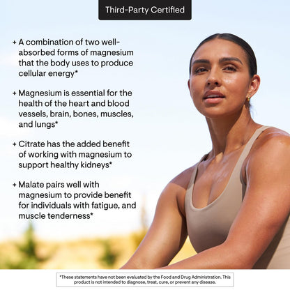 THORNE Magnesium CitraMate – Magnesiumcitrat & Malat Supplement – Unterstützt Herzgesundheit, Skelettmuskeln, Herz- & Lungenfunktion, Knochendichte & mehr – Drittgeprüft – 90 Portionen