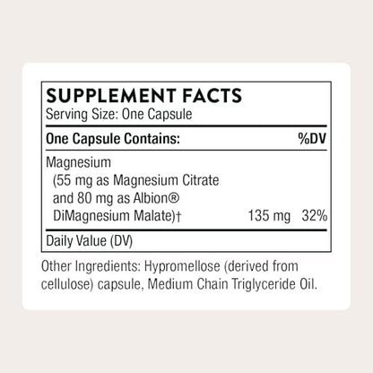 THORNE Magnesium CitraMate – Magnesiumcitrat & Malat Supplement – Unterstützt Herzgesundheit, Skelettmuskeln, Herz- & Lungenfunktion, Knochendichte & mehr – Drittgeprüft – 90 Portionen