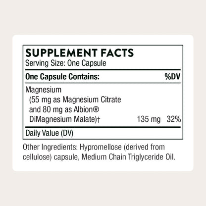 THORNE Magnesium CitraMate – Magnesiumcitrat & Malat Supplement – Unterstützt Herzgesundheit, Skelettmuskeln, Herz- & Lungenfunktion, Knochendichte & mehr – Drittgeprüft – 90 Portionen