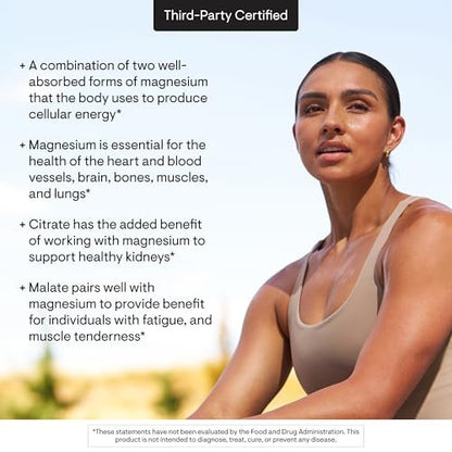 THORNE Magnesium CitraMate – Magnesiumcitrat & Malat Supplement – Unterstützt Herzgesundheit, Skelettmuskeln, Herz- & Lungenfunktion, Knochendichte & mehr – Drittgeprüft – 90 Portionen
