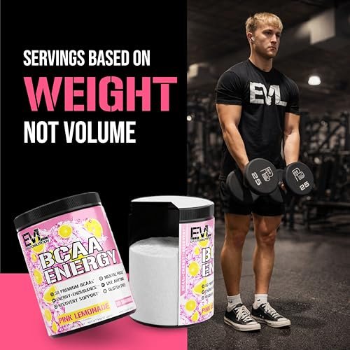 Evlution EVL BCAAs Aminosäuren Pulver – BCAA Pre Workout Pulver für Muskelregeneration, Wachstum & Ausdauer – Rehydrierendes Post-Workout Getränk mit natürlichem Koffein – Pink Lemonade, 30 Portionen