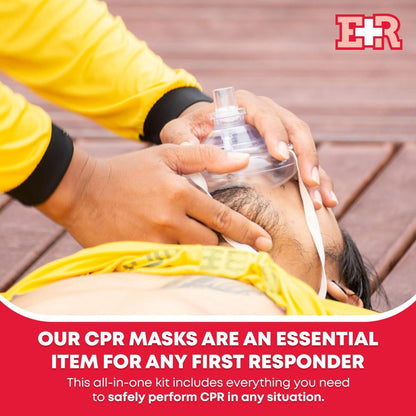 Erwachsenen- und Säuglings-CPR-Maske Kombinationsset – 2 CPR-Masken mit Einwegventilen, Paar Vinylhandschuhe, 2 Alkoholtupfer – Tragbares Notfall-CPR-Set – Rot
