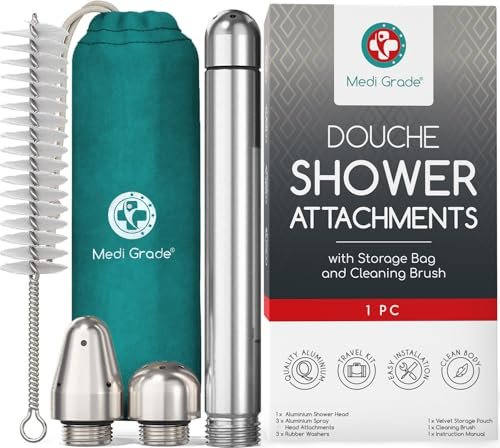 Medi Grade Dusch-Darmreinigungsset – Duschdüse für Männer & Frauen – Intimes Reinigungssystem mit einfacher Installation, Samt-Aufbewahrungstasche, Reinigungsbürste & Tuch – Hygienische Darmdusche