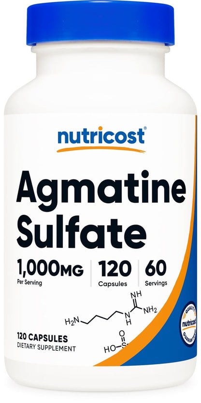 Nutricost Agmatinsulfat 1000mg, 120 Kapseln – Glutenfrei, Non-GMO, 500mg pro Kapsel
