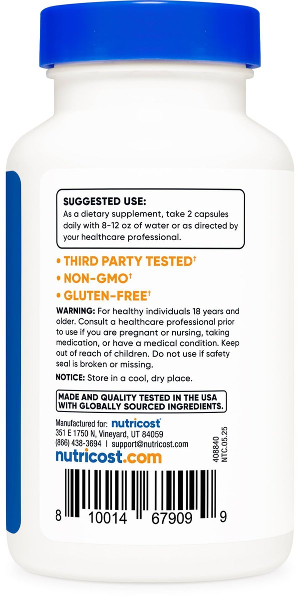 Nutricost Agmatinsulfat 1000mg, 120 Kapseln – Glutenfrei, Non-GMO, 500mg pro Kapsel