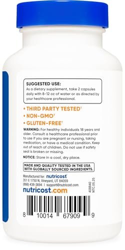 Nutricost Agmatinsulfat 1000mg, 120 Kapseln – Glutenfrei, Non-GMO, 500mg pro Kapsel