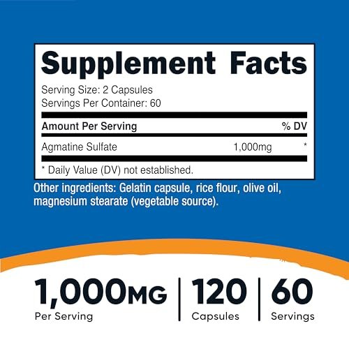 Nutricost Agmatinsulfat 1000mg, 120 Kapseln – Glutenfrei, Non-GMO, 500mg pro Kapsel
