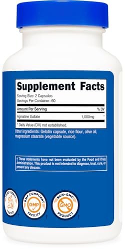 Nutricost Agmatinsulfat 1000mg, 120 Kapseln – Glutenfrei, Non-GMO, 500mg pro Kapsel