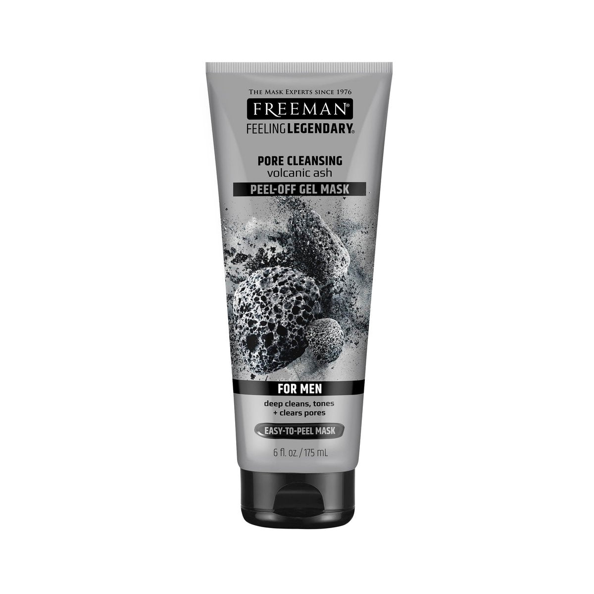 FREEMAN Pore Clearing Volcanic Ash Peel-Off Gel-Maske – Tiefenreinigung für Männer, 175 ml