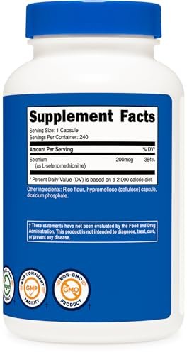 Nutricost Selen 200 mcg – 240 Kapseln, L-Selenomethionin, Nicht-GVO, Glutenfrei, Vegetarisch