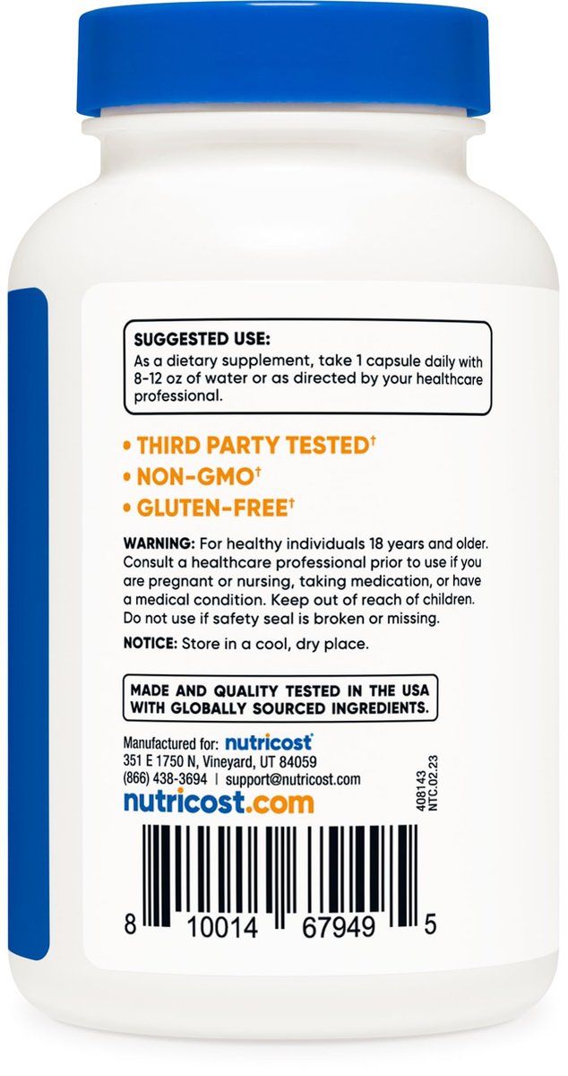 Nutricost Selen 200 mcg – 240 Kapseln, L-Selenomethionin, Nicht-GVO, Glutenfrei, Vegetarisch