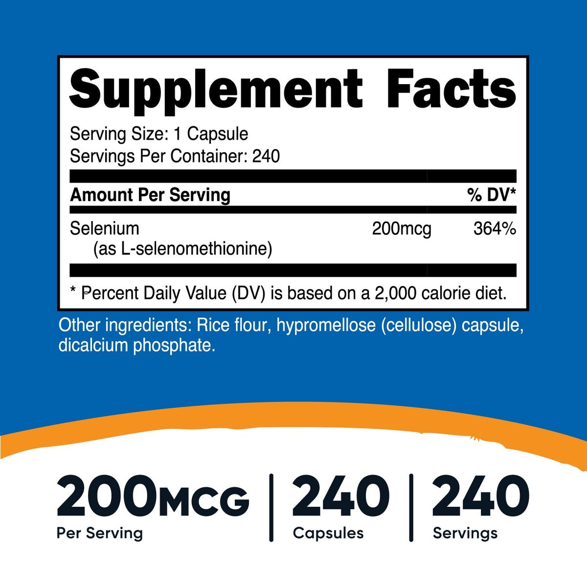Nutricost Selen 200 mcg – 240 Kapseln, L-Selenomethionin, Nicht-GVO, Glutenfrei, Vegetarisch
