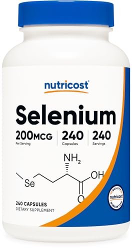 Nutricost Selen 200 mcg – 240 Kapseln, L-Selenomethionin, Nicht-GVO, Glutenfrei, Vegetarisch
