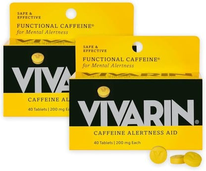 Vivarin Koffeintabletten 200 mg Koffein pro Dosis – Hilft sicher und effektiv wach zu bleiben – Ohne Zucker, Kalorien oder versteckte Inhaltsstoffe – Energieergänzung – 20 Stück, Packung mit 2