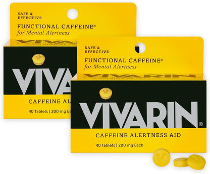 Vivarin Koffeintabletten 200 mg Koffein pro Dosis – Hilft sicher und effektiv wach zu bleiben – Ohne Zucker, Kalorien oder versteckte Inhaltsstoffe – Energieergänzung – 20 Stück, Packung mit 2