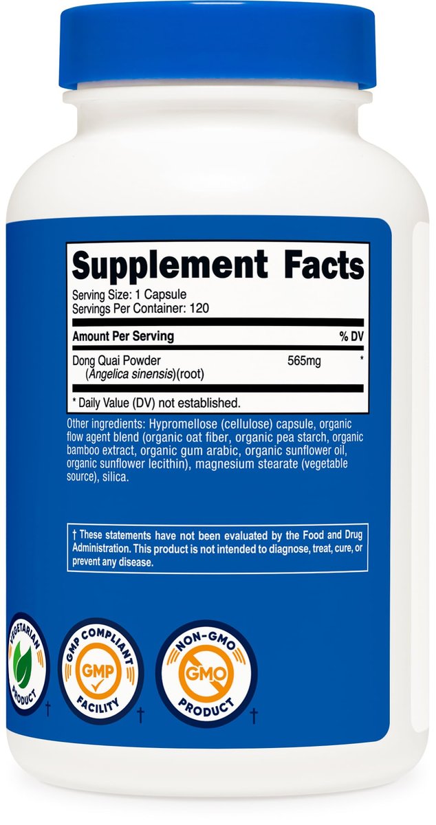 Nutricost Dong Quai 565mg, 120 Kapseln - Glutenfrei, Nicht-GMO, Vegetarische Kapseln - Angelica Sinensis